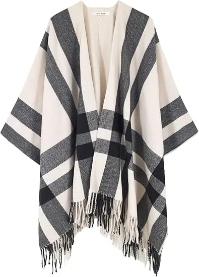 Latte Winter Chic Plaid Poncho Cardigan