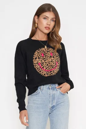 LEOPARD SMILEY KNIT SWEATER