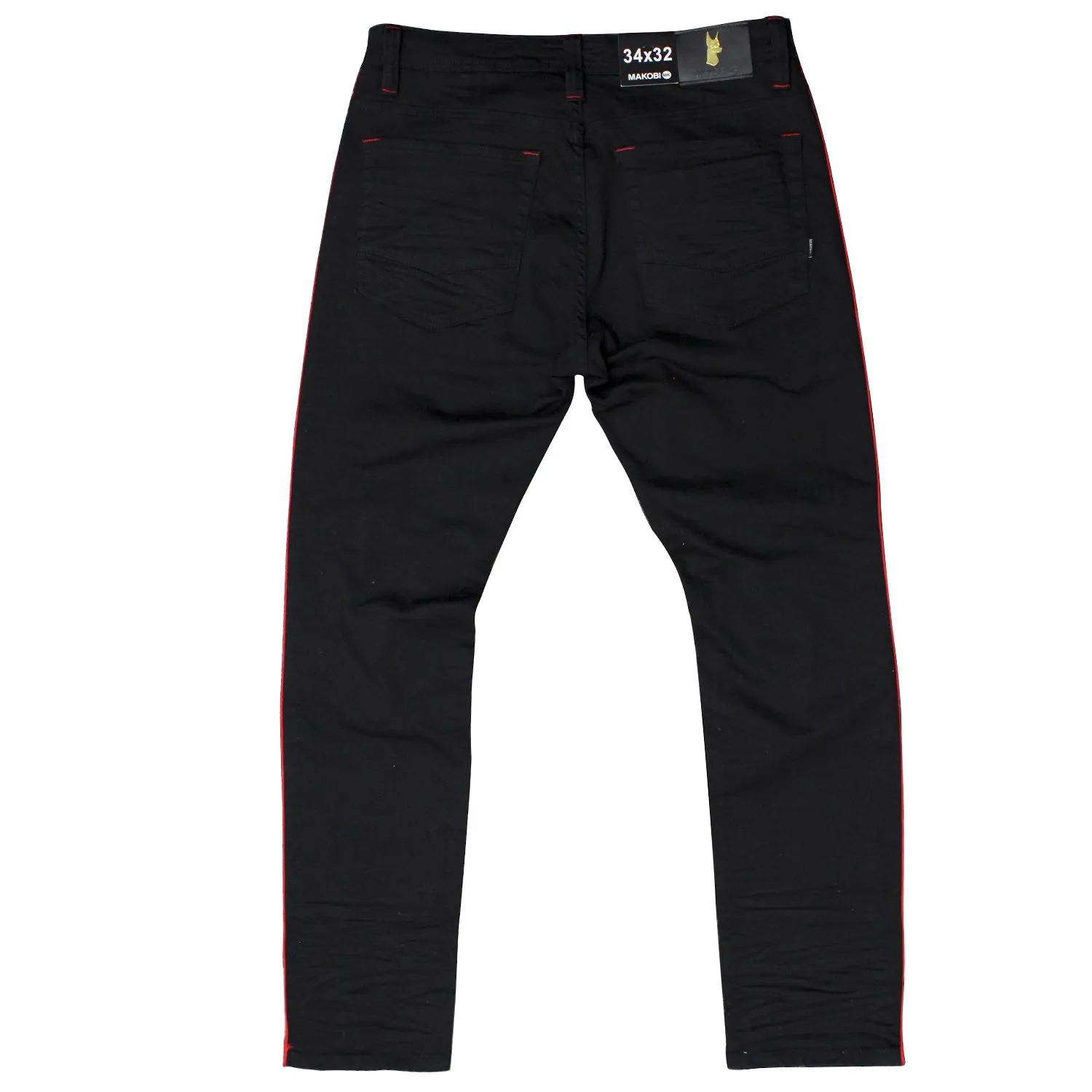 M1769 Makobi Cameo Denim Jeans - Black/Red