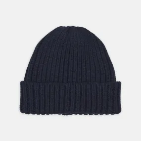 Navy Ribbed Cashmere Hat