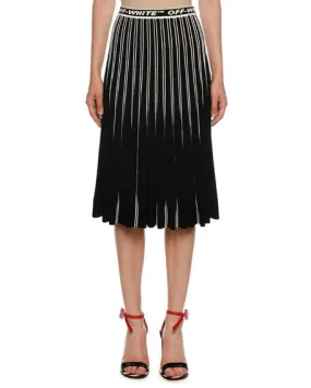 Off-White Colorblocked Plisse Midi Skirt, Black