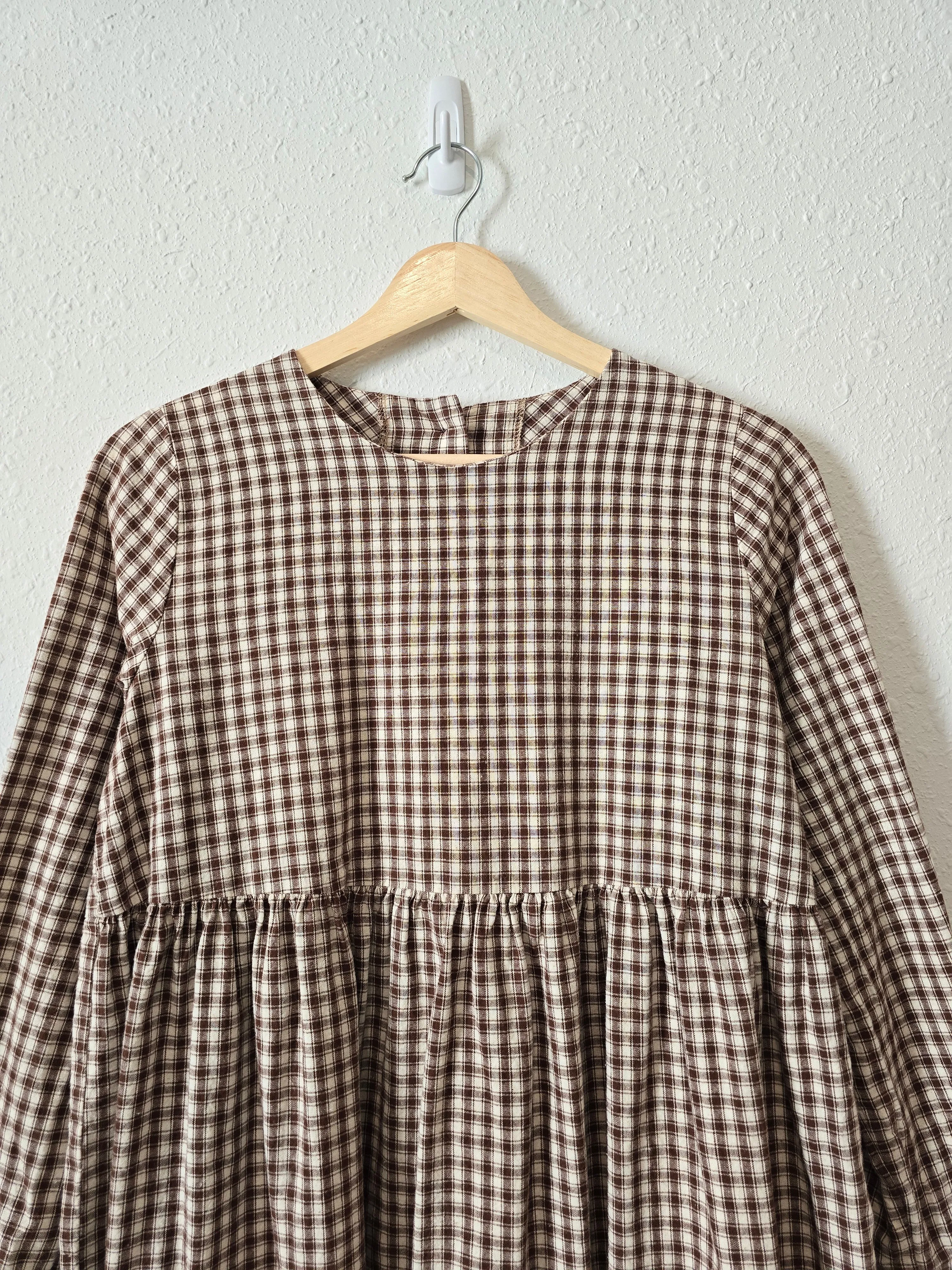 Olive Plaid Babydoll Dress (XS/S)