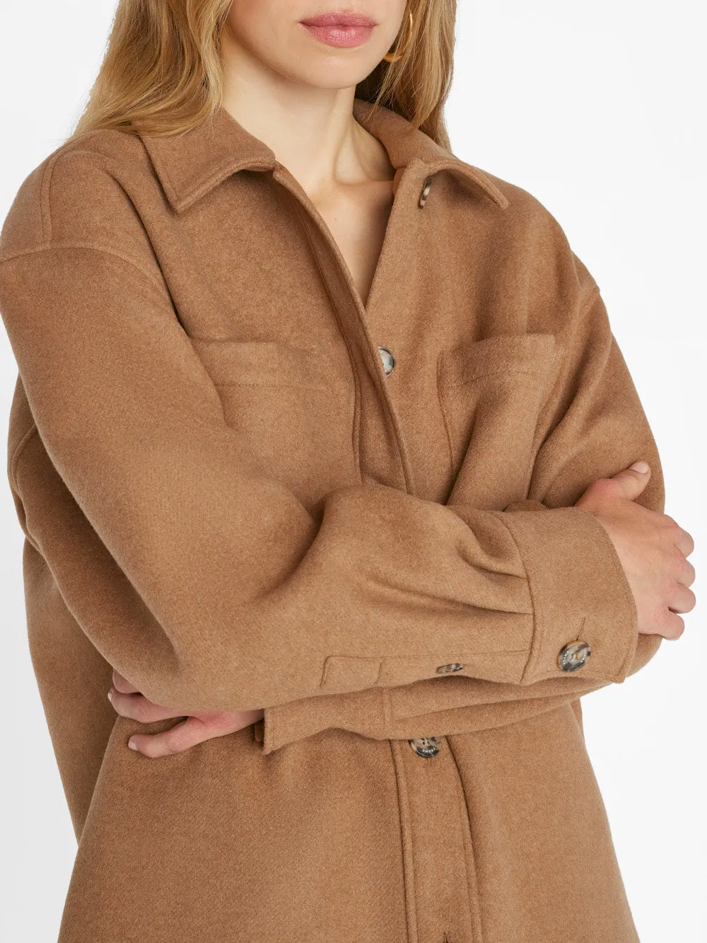 Oversized Trucker Shirt Jacket -- Light Camel