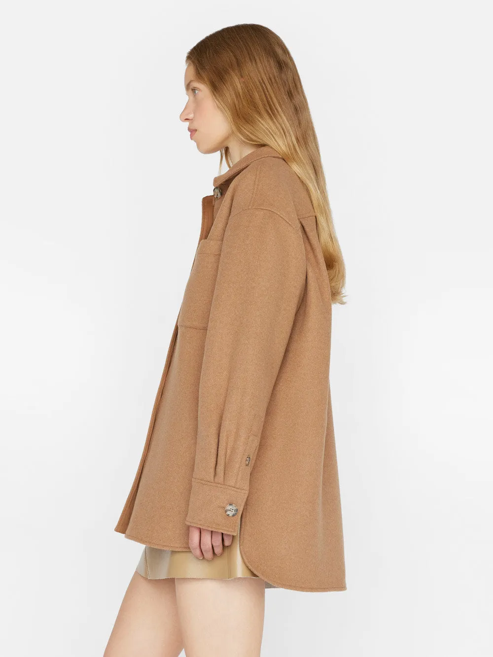 Oversized Trucker Shirt Jacket -- Light Camel