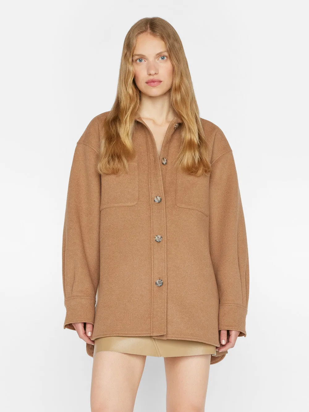 Oversized Trucker Shirt Jacket -- Light Camel