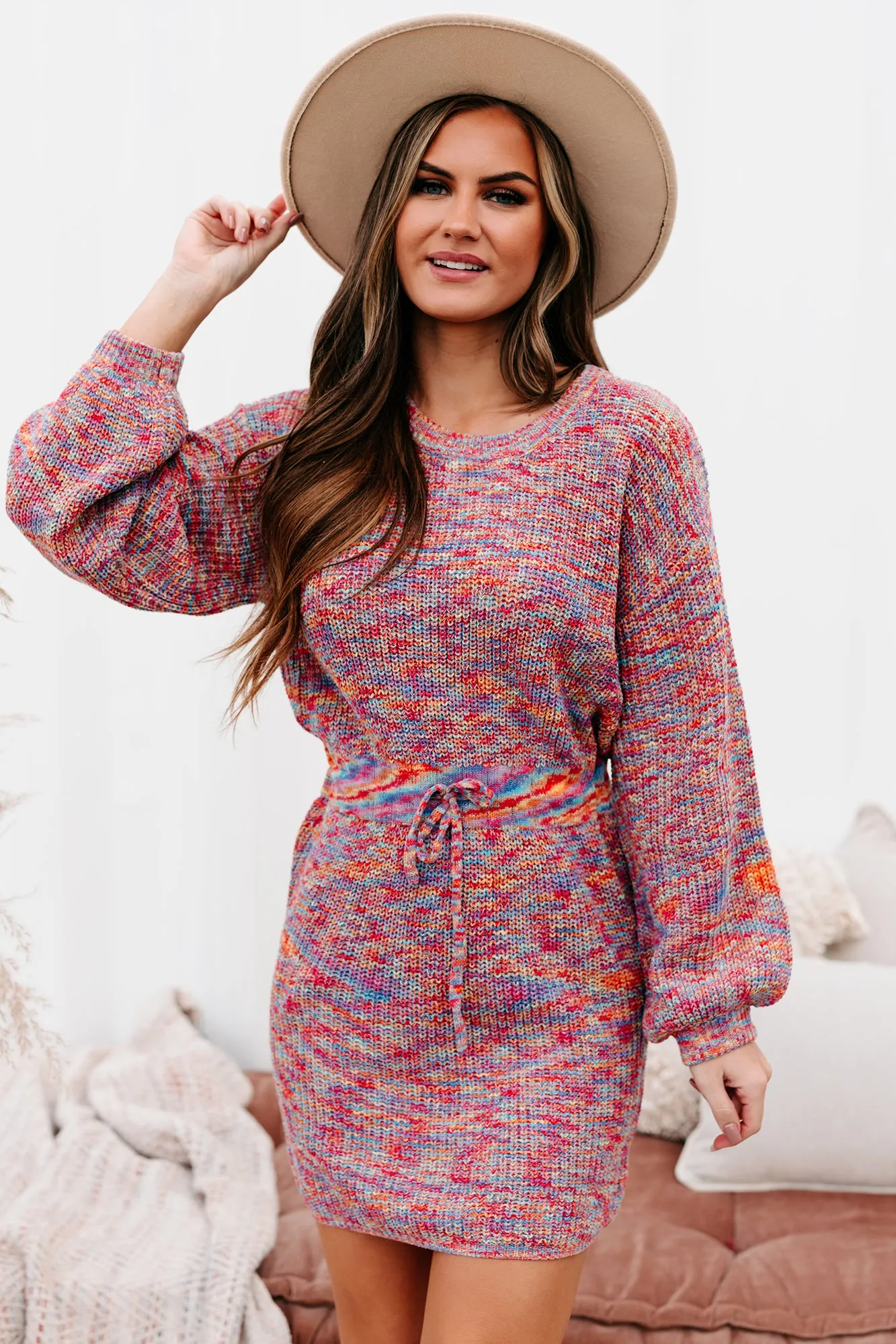 Pebbles Rainbow Knit Sweater Dress (Multi)