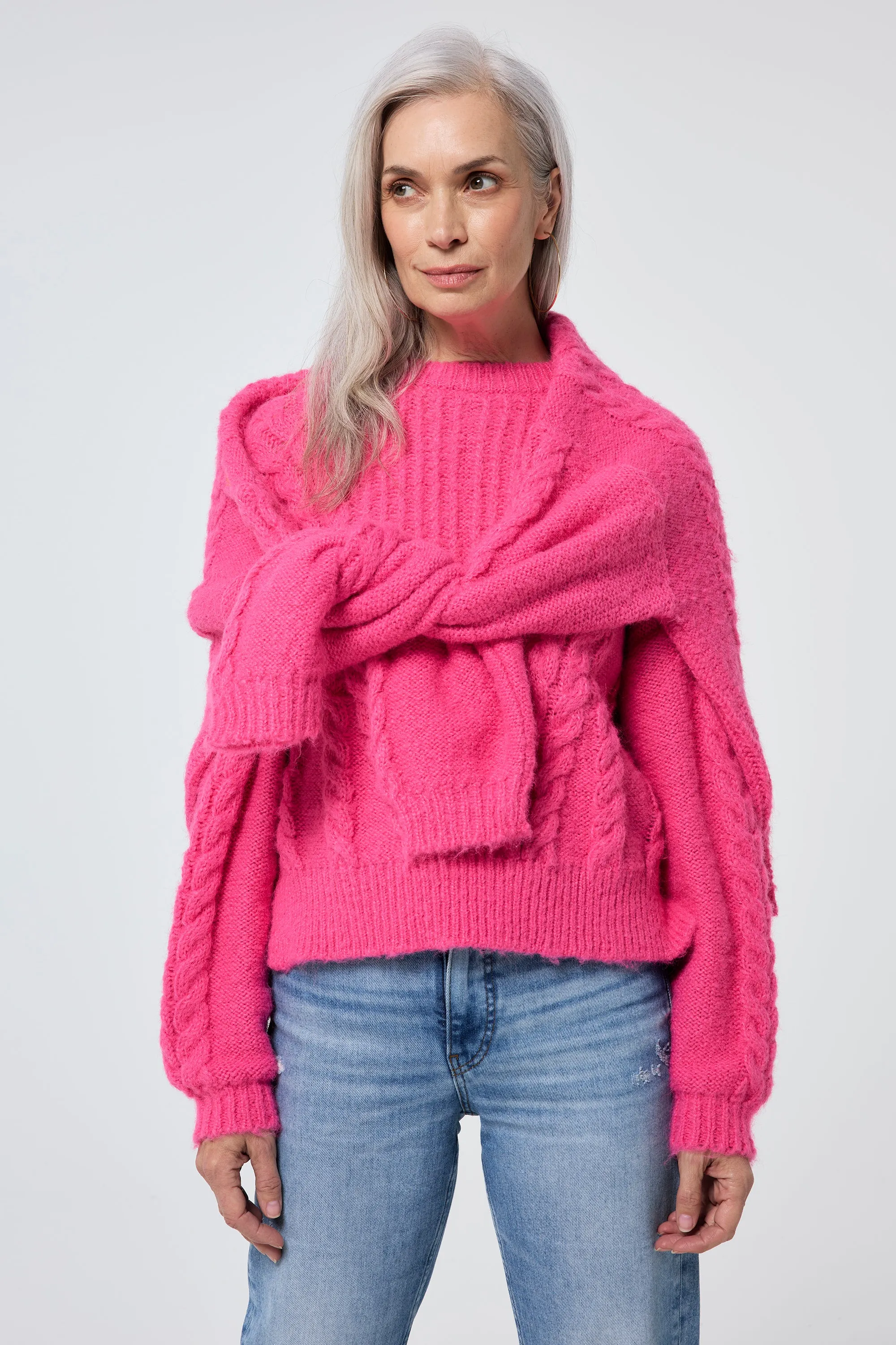 Pink Cable Knit Jumper