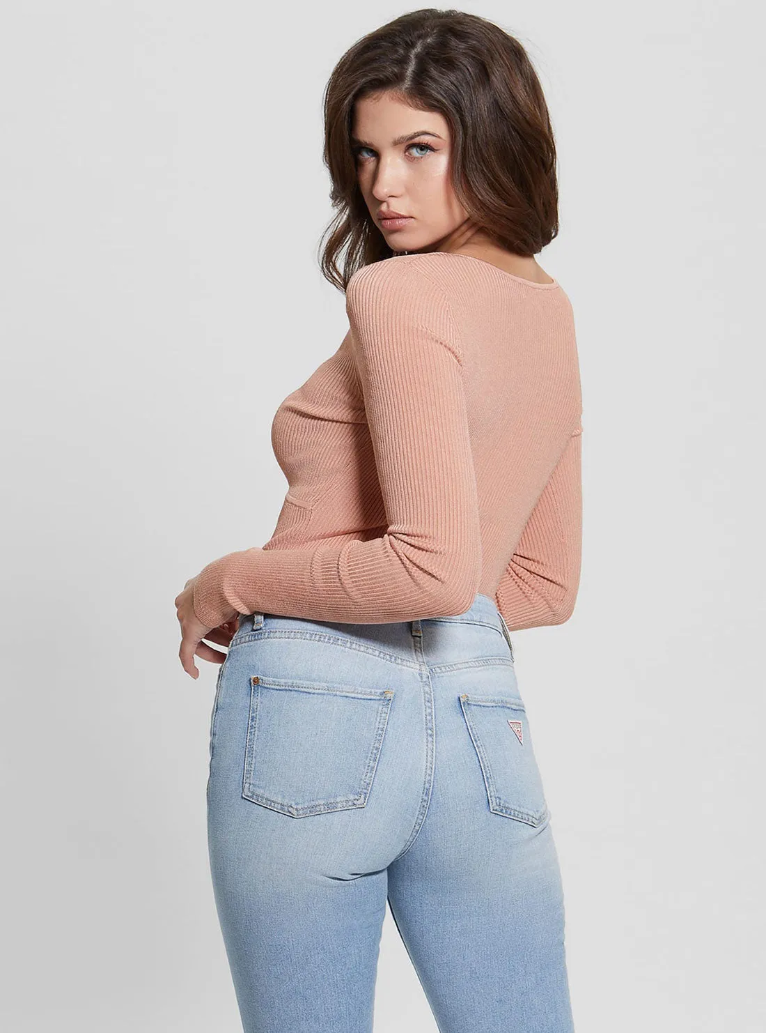 Pink Nicole Rib Knit Top