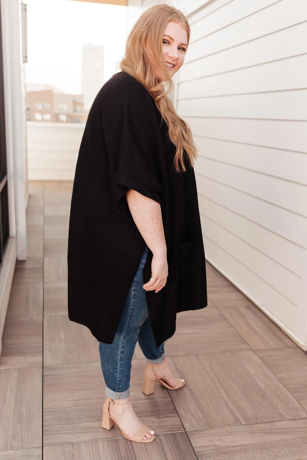 Pocket Poncho in Black