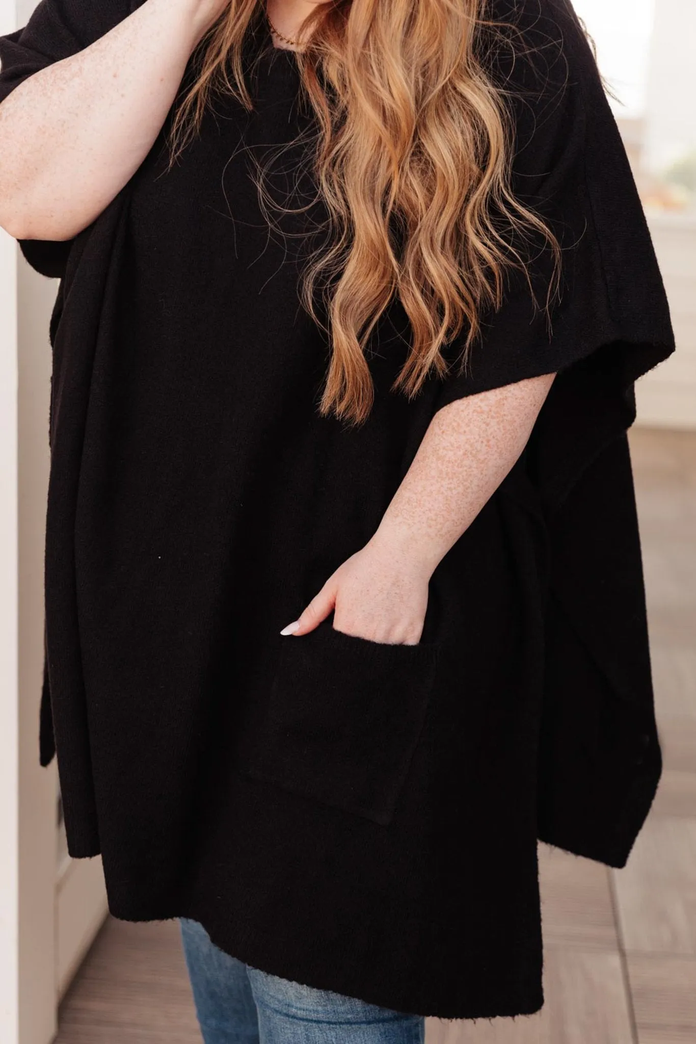 Pocket Poncho in Black