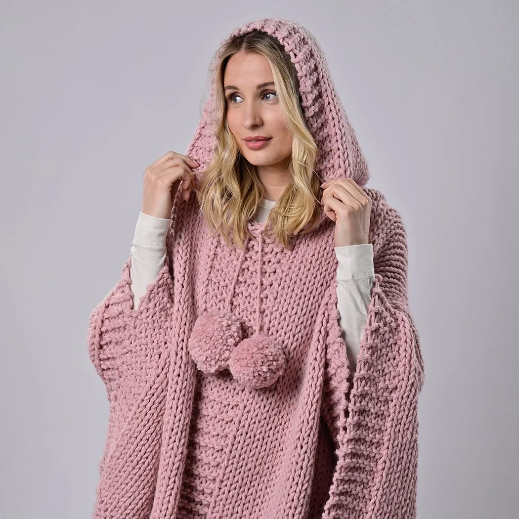 Poncho Blanket Knitting Kit - Hooded