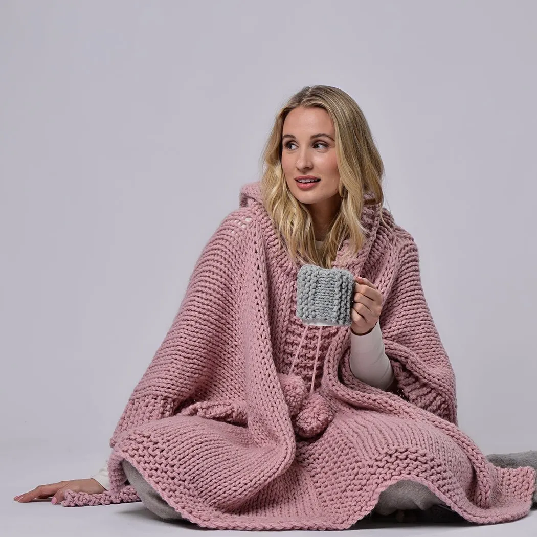 Poncho Blanket Knitting Kit - Hooded