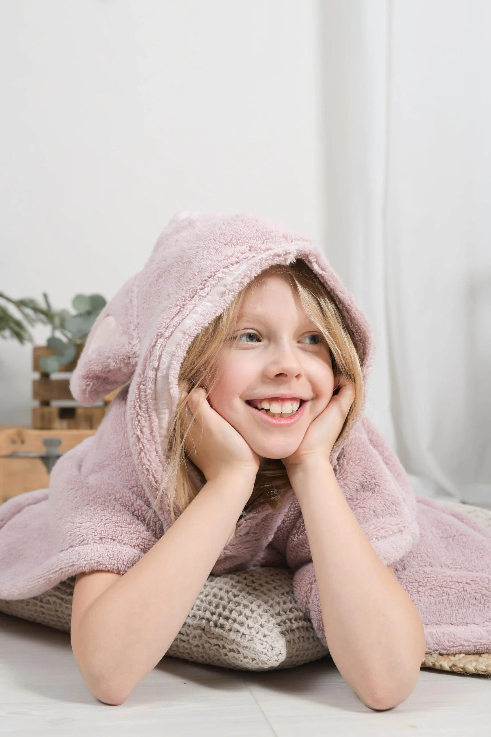 Poncho Towels for 1-10 yrs Dusty Rose