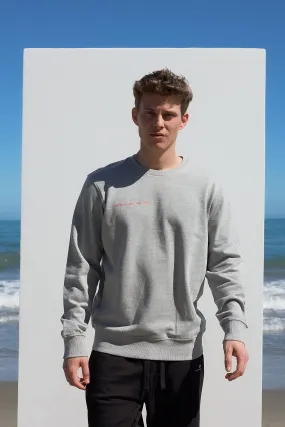 Printed Men's Crew Neck Sweatshirt Grey Melange