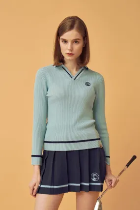 RIBBED WOOL POLO KNIT