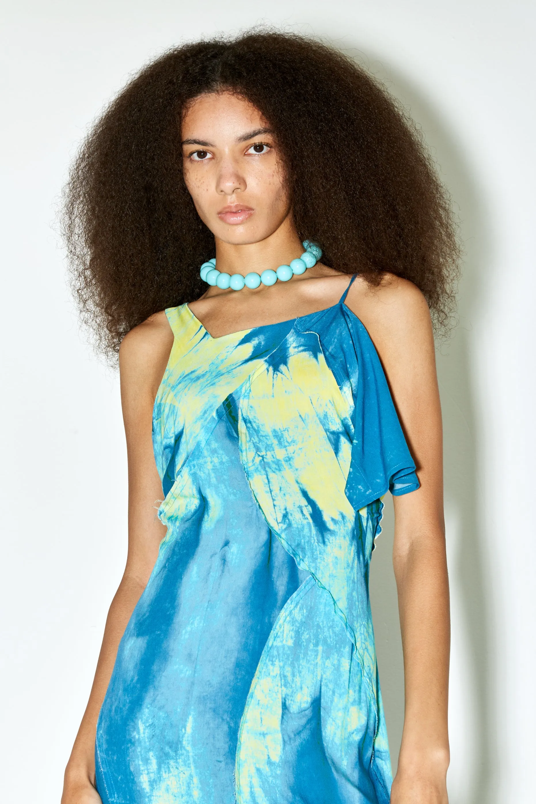 ROSSI dress blue yellow print