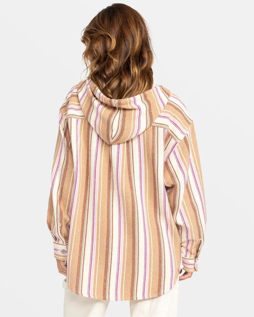 Roxy Sunlight Rider L/S Shirt-Camel Coastal Stripe