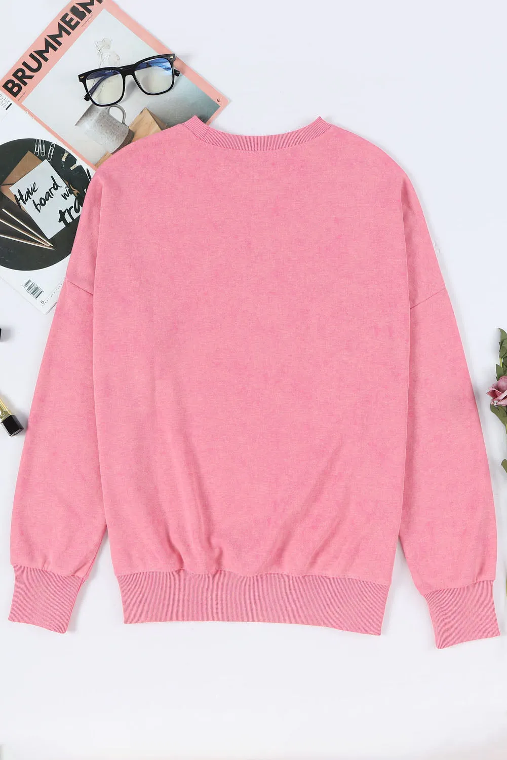 Sequin Candy Cane Round Neck Slit Sweatshirt-Multiple Colors