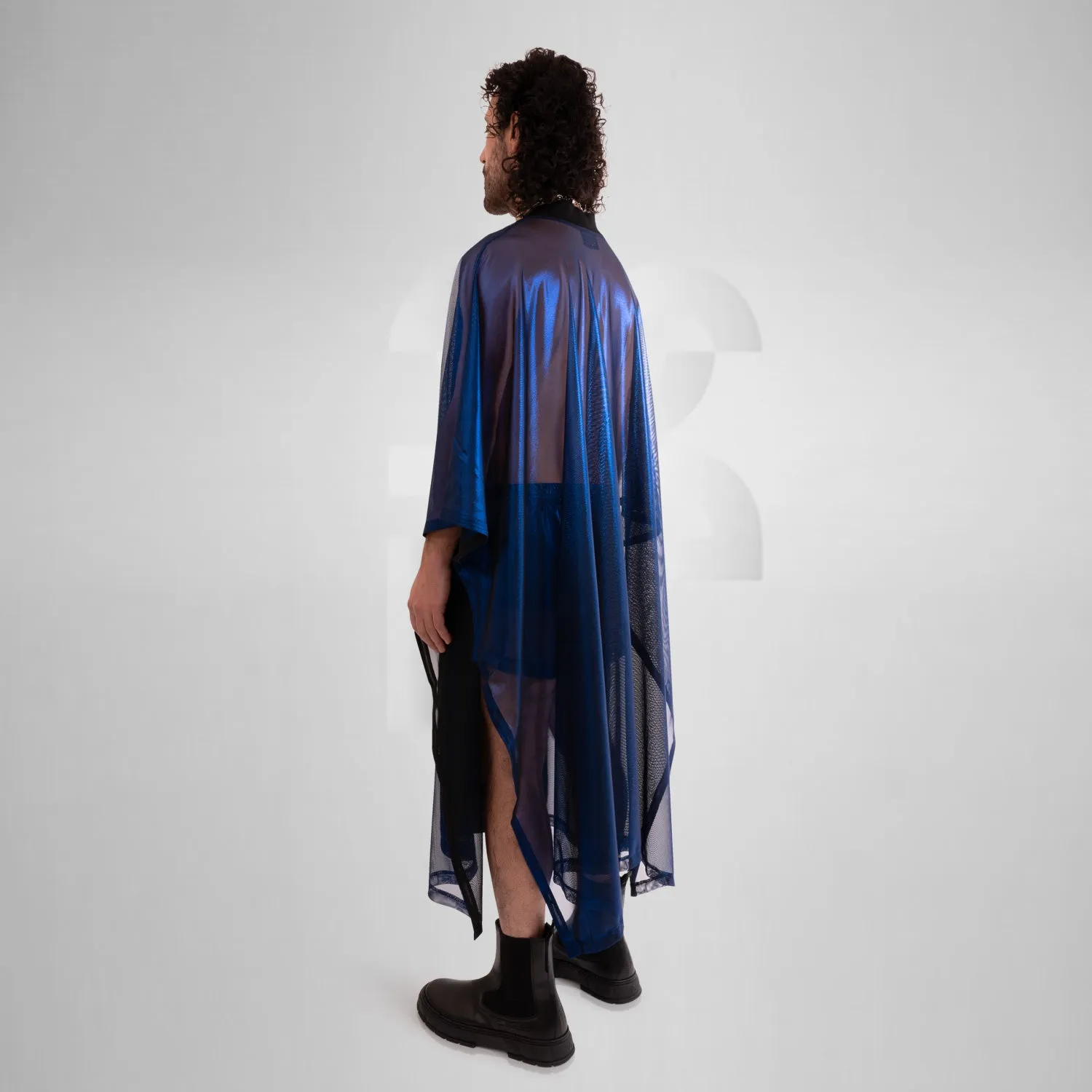 Sheer Metallic Statement Poncho