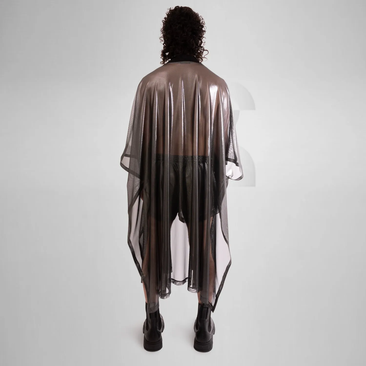 Sheer Metallic Statement Poncho