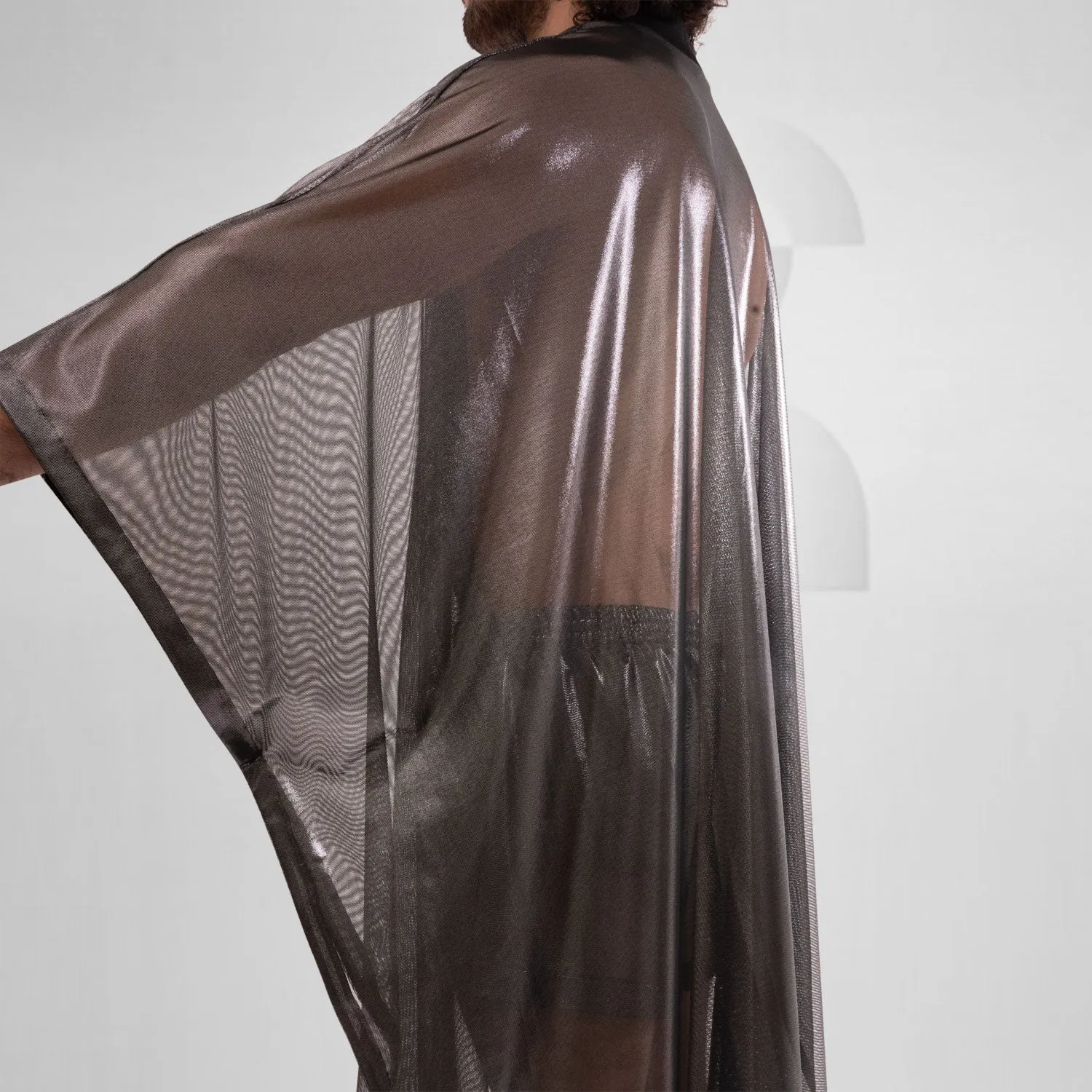 Sheer Metallic Statement Poncho