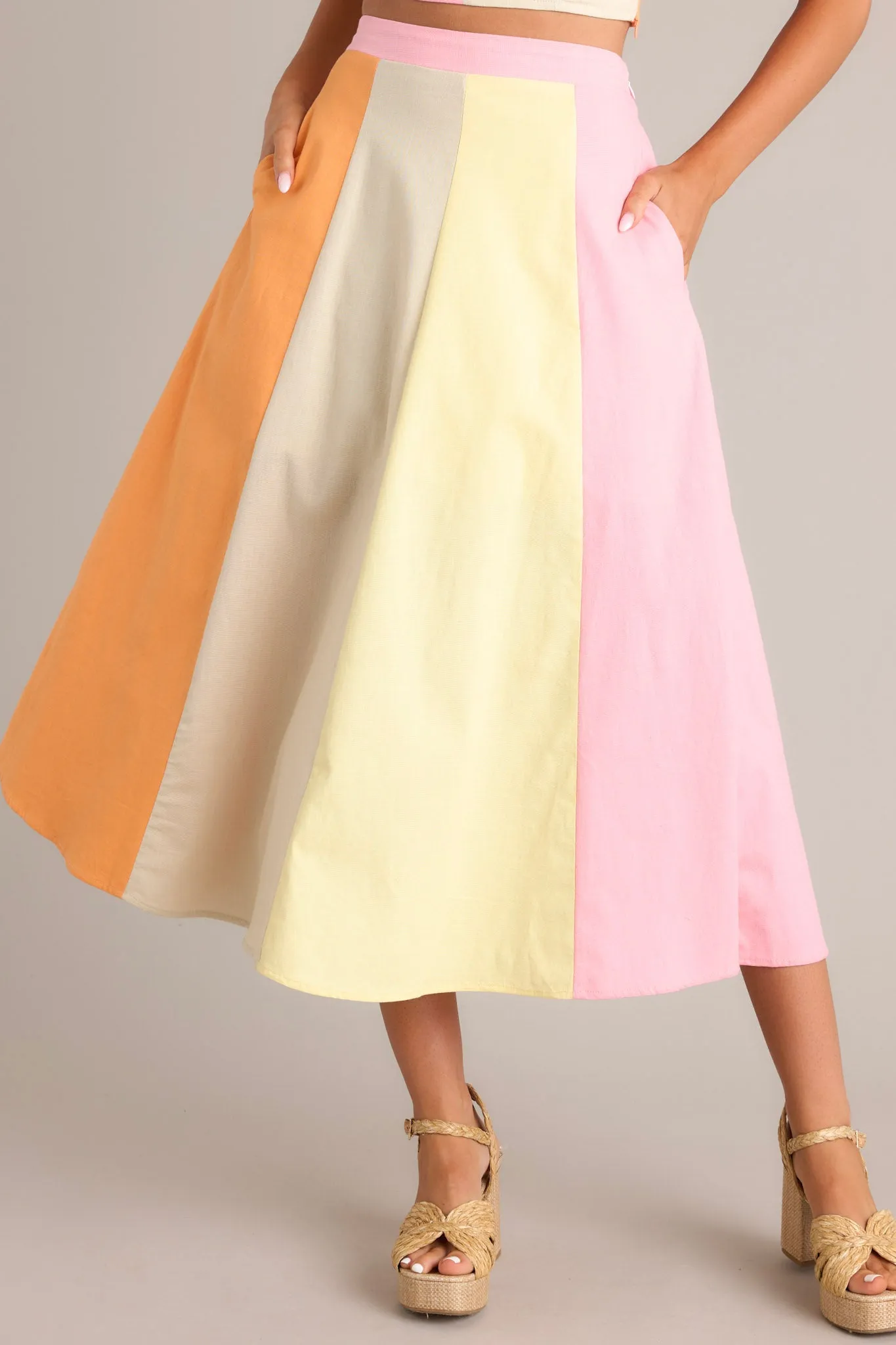 Sherbet Dreams Pastel Multi Midi Skirt