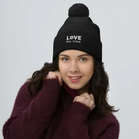 Soccer Beanie with Pom-Pom (with white embroidery)