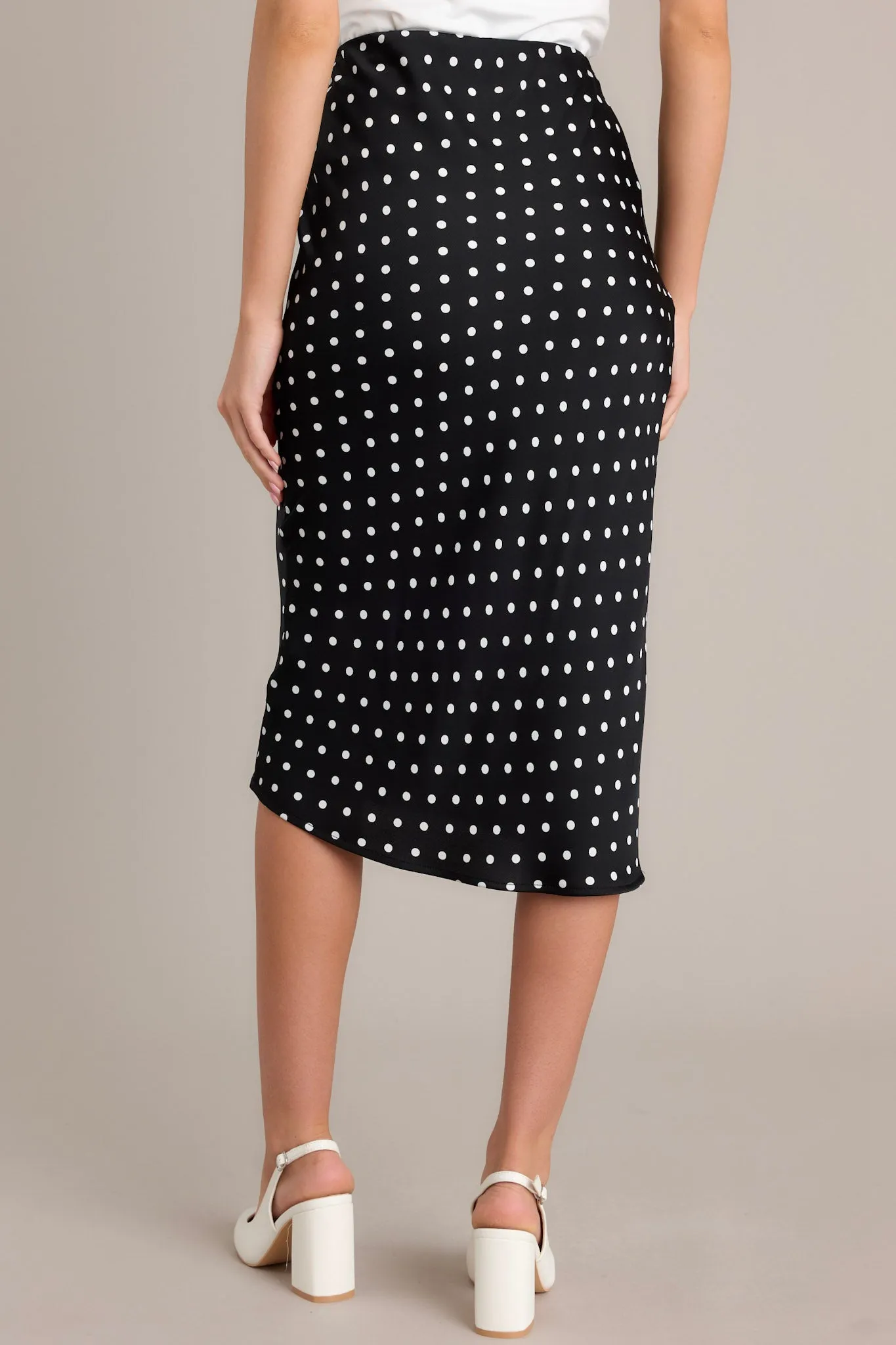 Speckled Splendor Black Polka Dot Midi Skirt