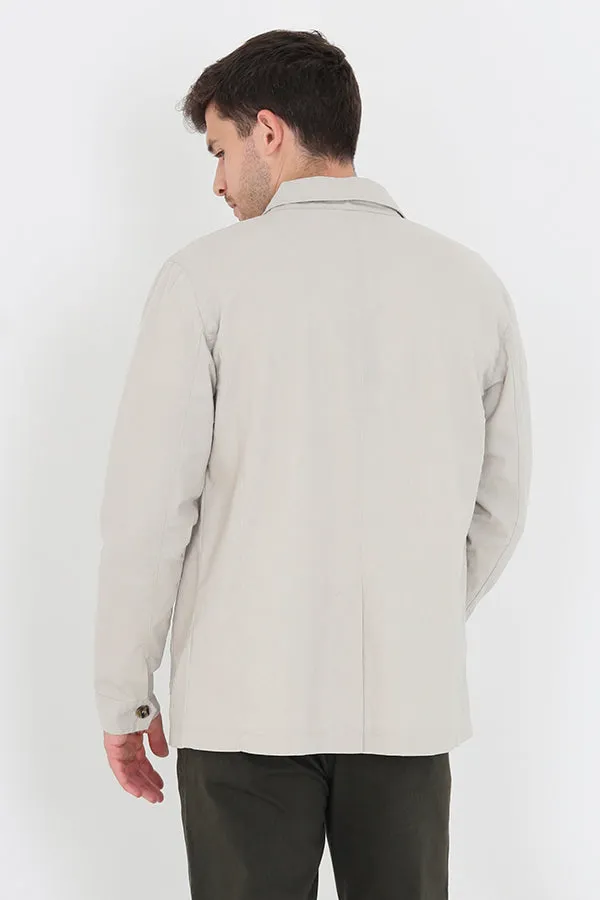 STONE SOLID BUTTON THROUGH LINEN SHACKET