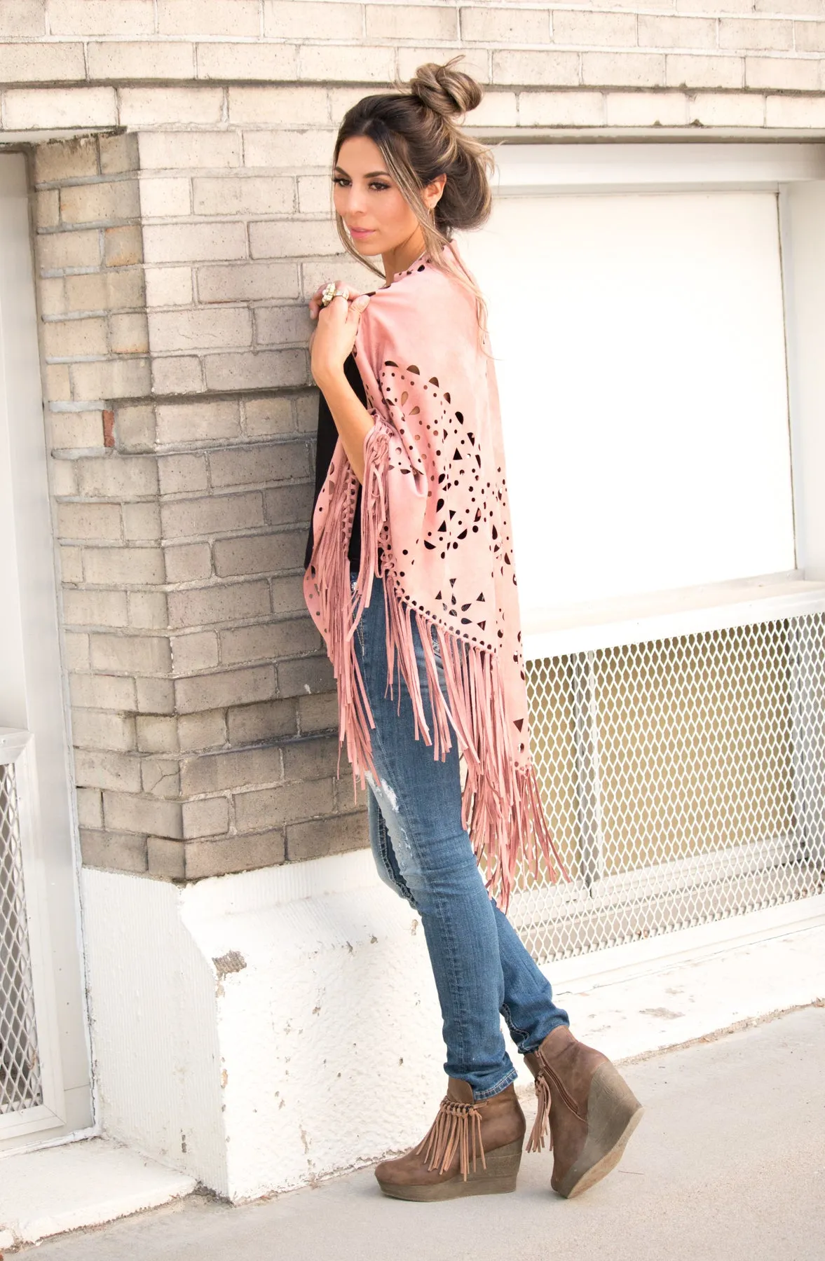 Suede Fringe Poncho | 6 Colors