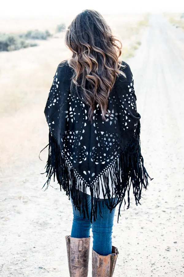 Suede Fringe Poncho | 6 Colors