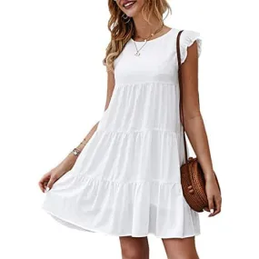 TastyHottie - Women's Sleeveless Ruffle Sleeve Summer Dress