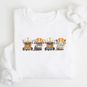 Tennessee Volunteers Football Highland Cow Football Team Football Lovers Gift Unisex Crewneck Hoodie Sweatshirt