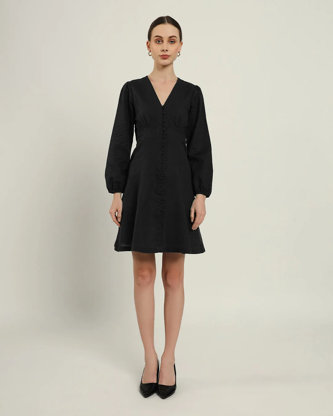 The Dafni Daisy Noir Linen Dress