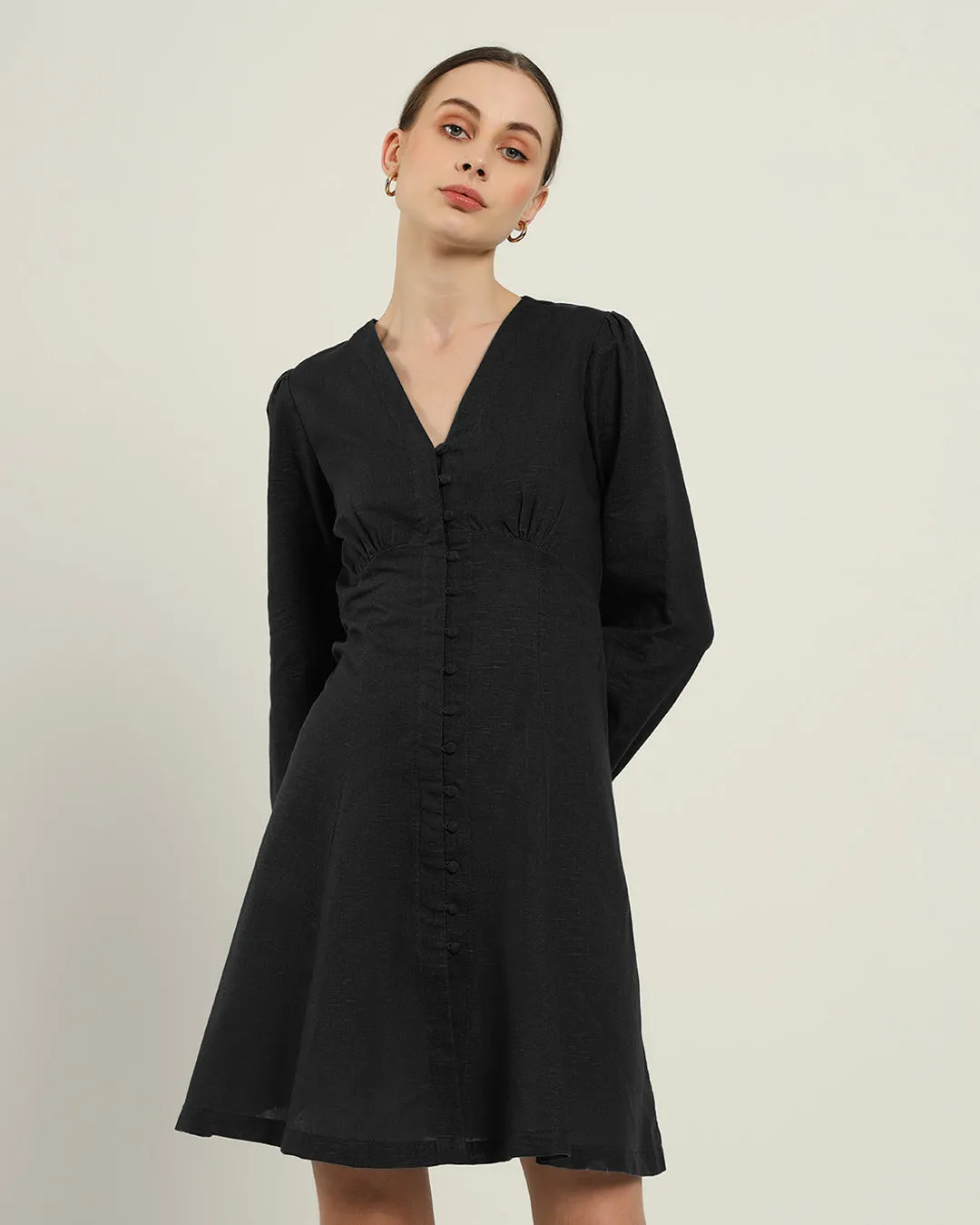 The Dafni Daisy Noir Linen Dress