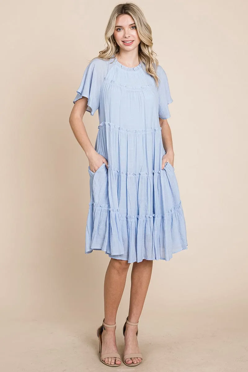 Tiered Babydoll Dress with Pockets