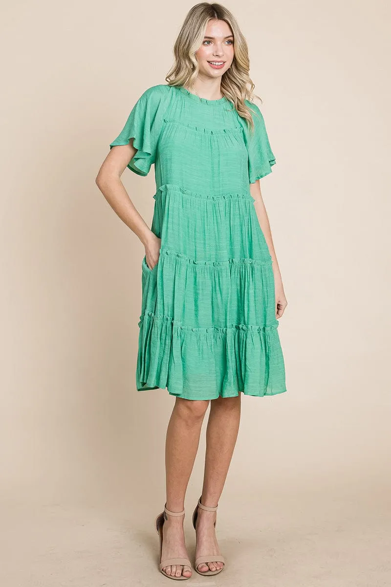 Tiered Babydoll Dress with Pockets