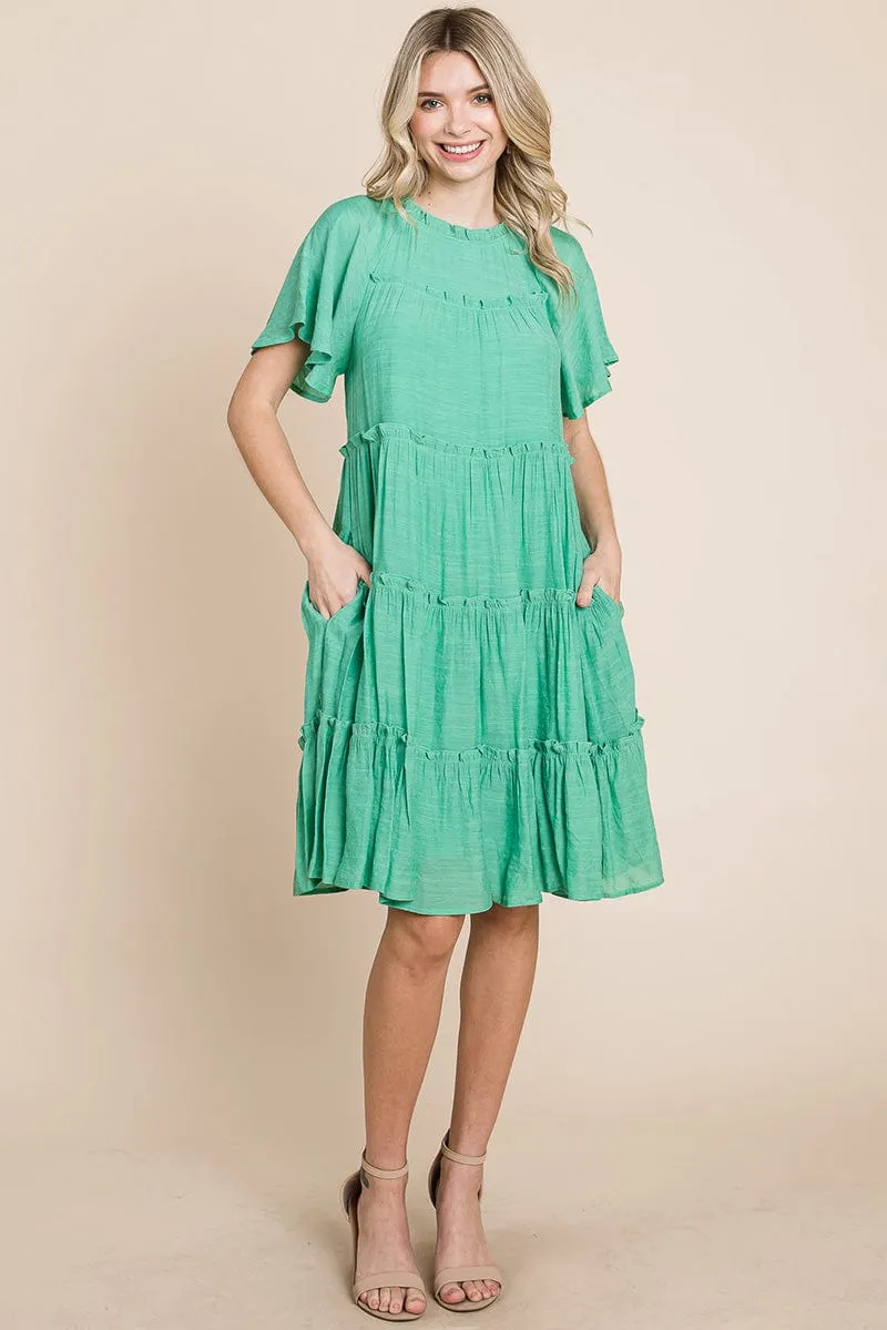 Tiered Babydoll Dress with Pockets