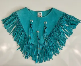 Turquoise suede leather poncho