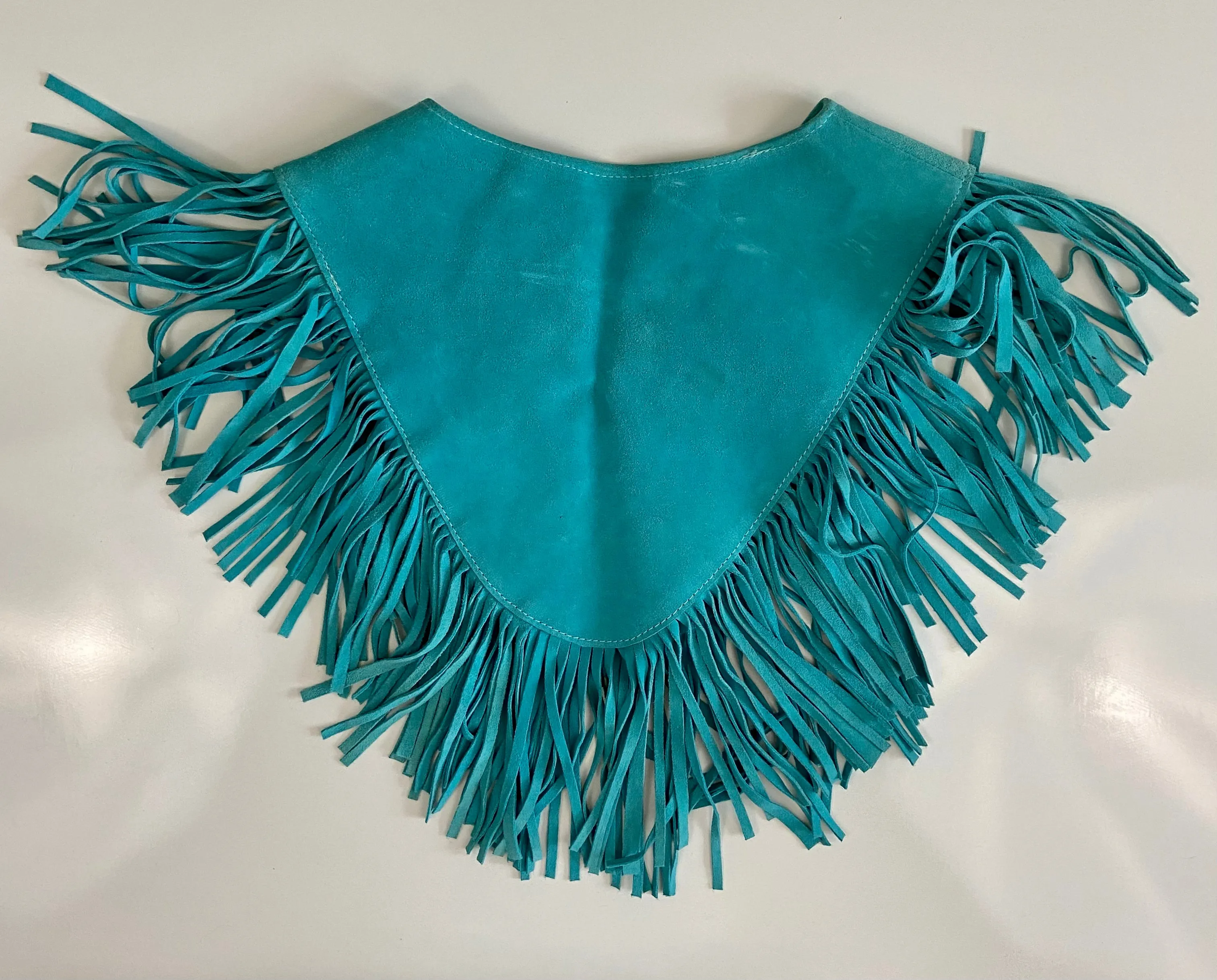 Turquoise suede leather poncho