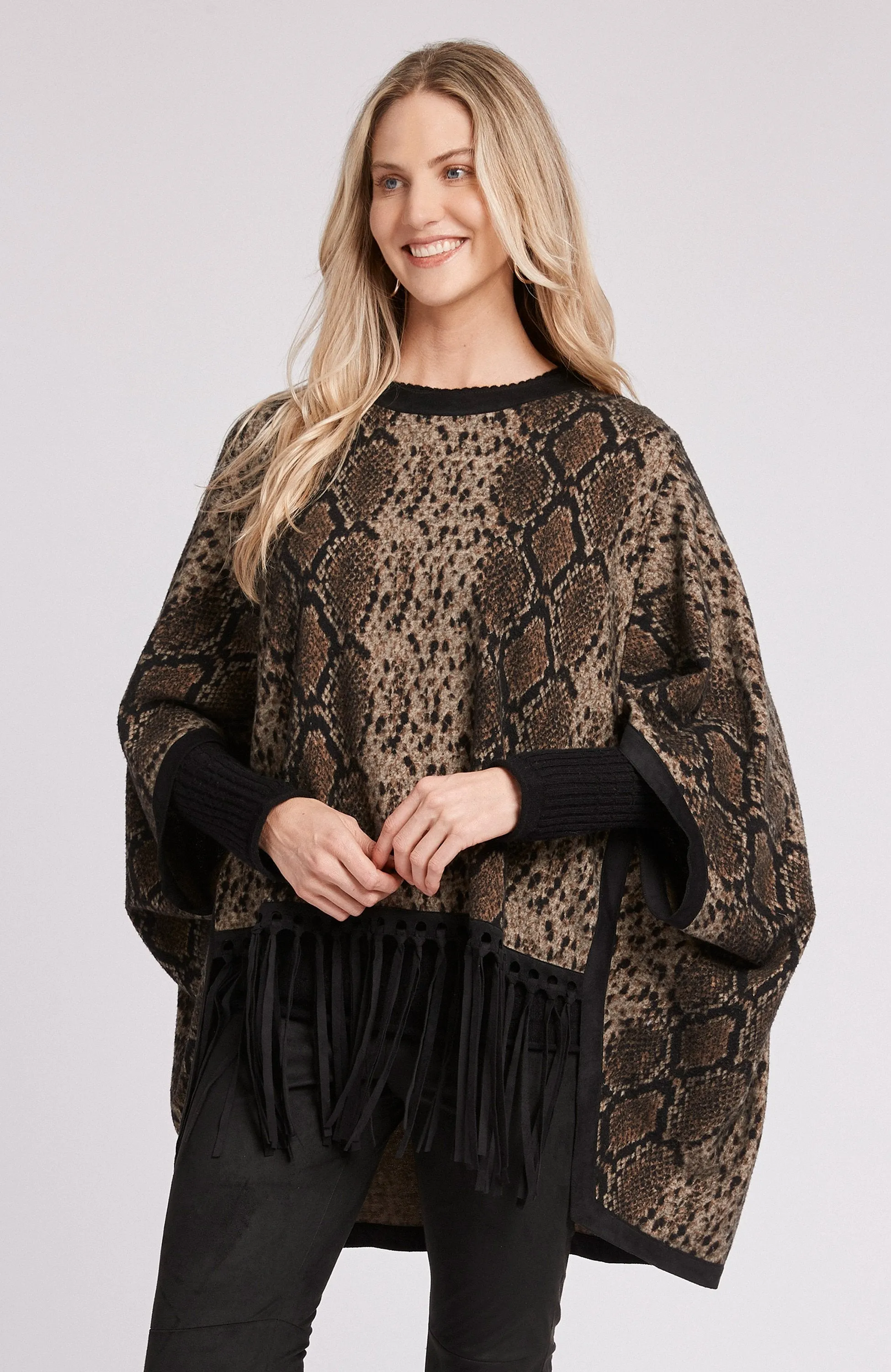 Tyler Boe Fergie Jacquard Poncho Python