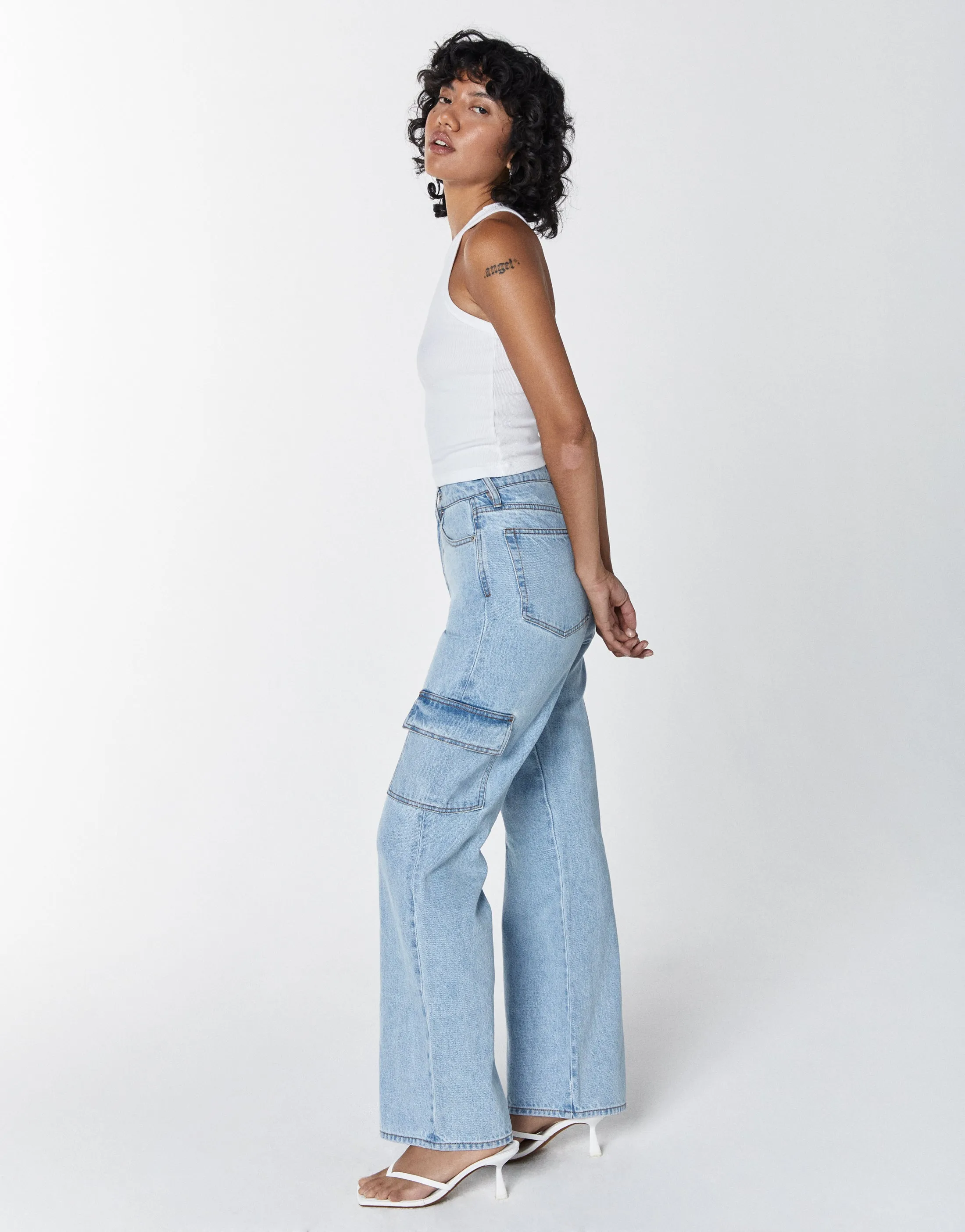 Unpublished Jolene High-Rise Cargo Relaxed Flare Pants in Echo Park