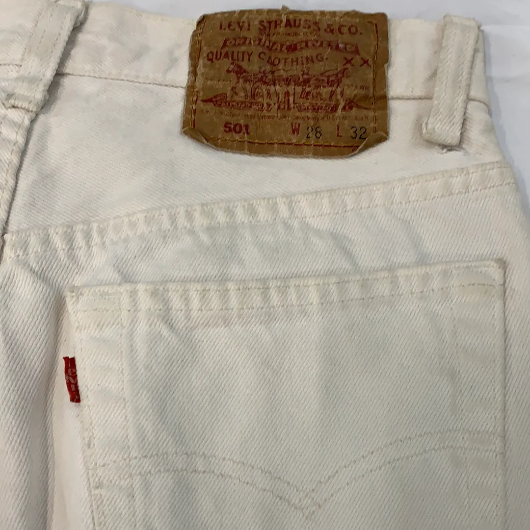 Vintage Levi’s 501 Cream Denim Jeans - W28