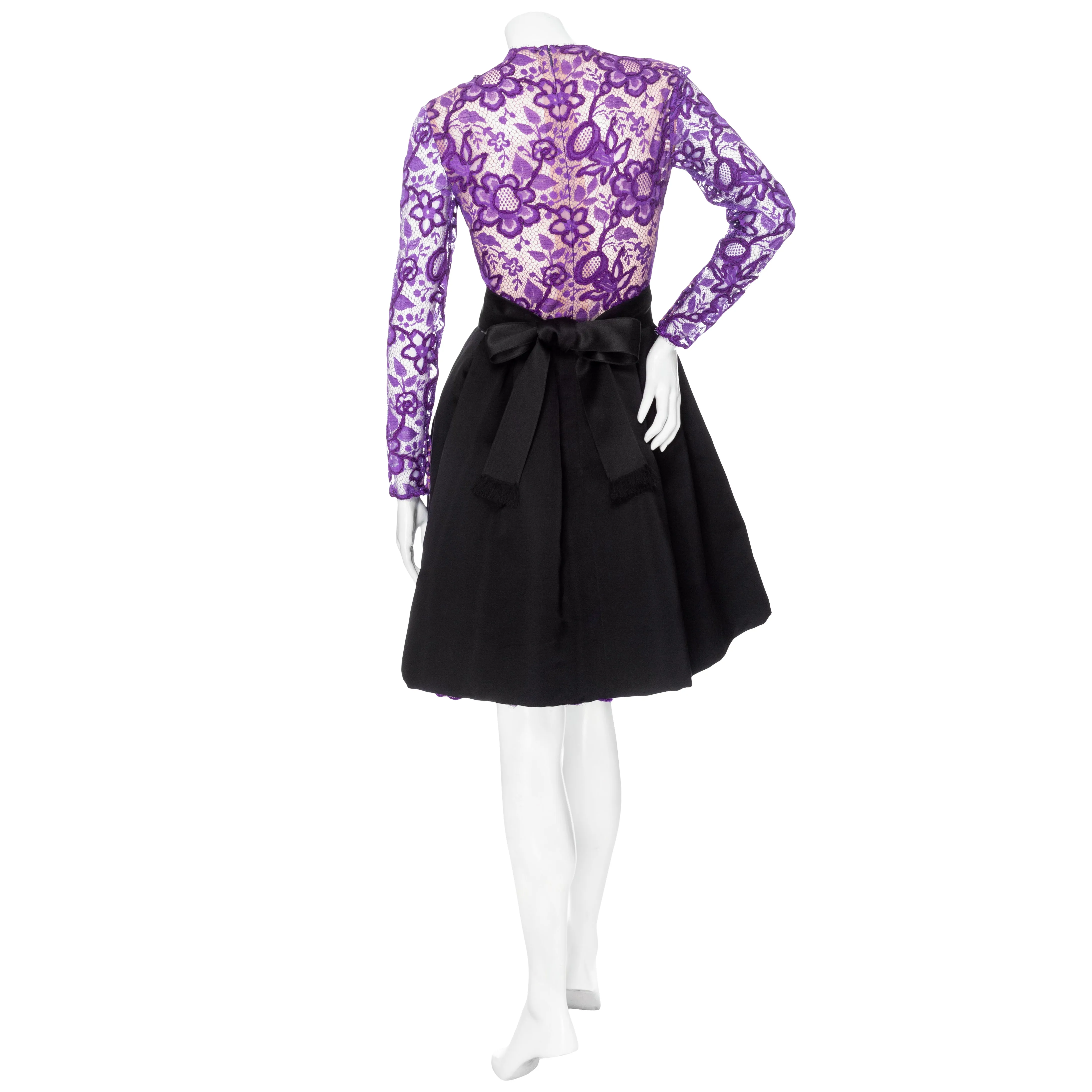 Vintage Purple and Black Lace Bow Dress