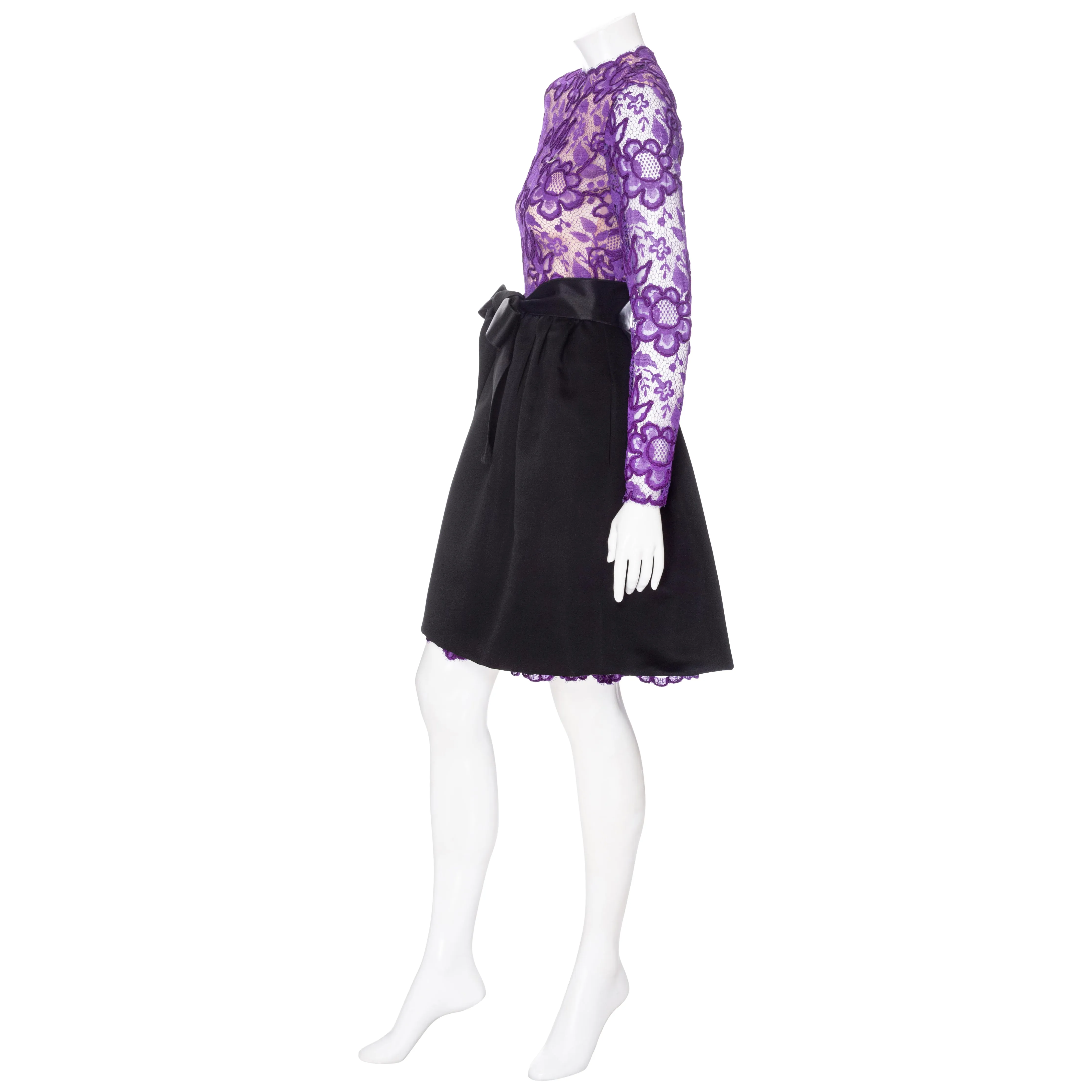 Vintage Purple and Black Lace Bow Dress