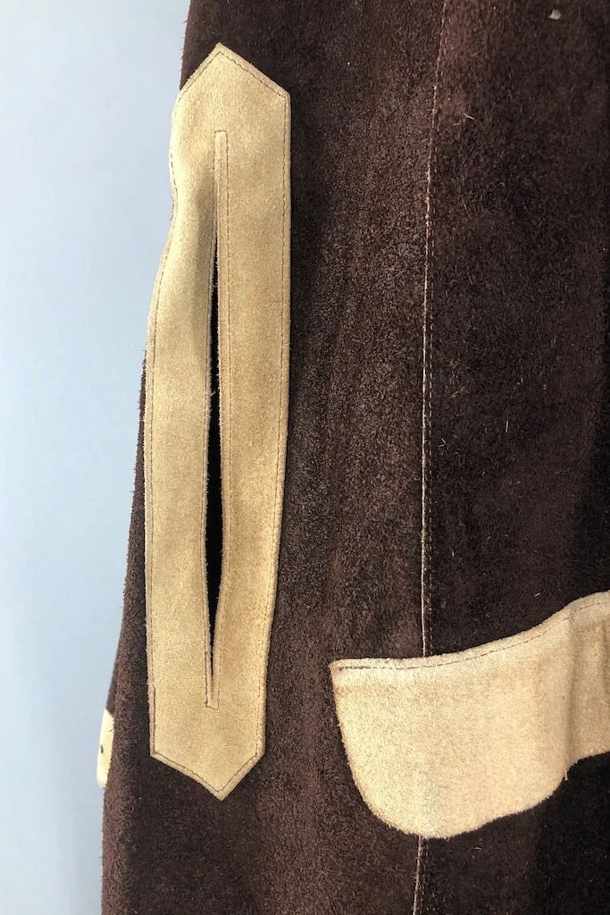 Vintage Suede Leather Cape Poncho Hippie Jacket