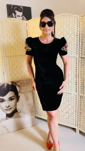 Vintage Velvet Embellished Cocktail Dress