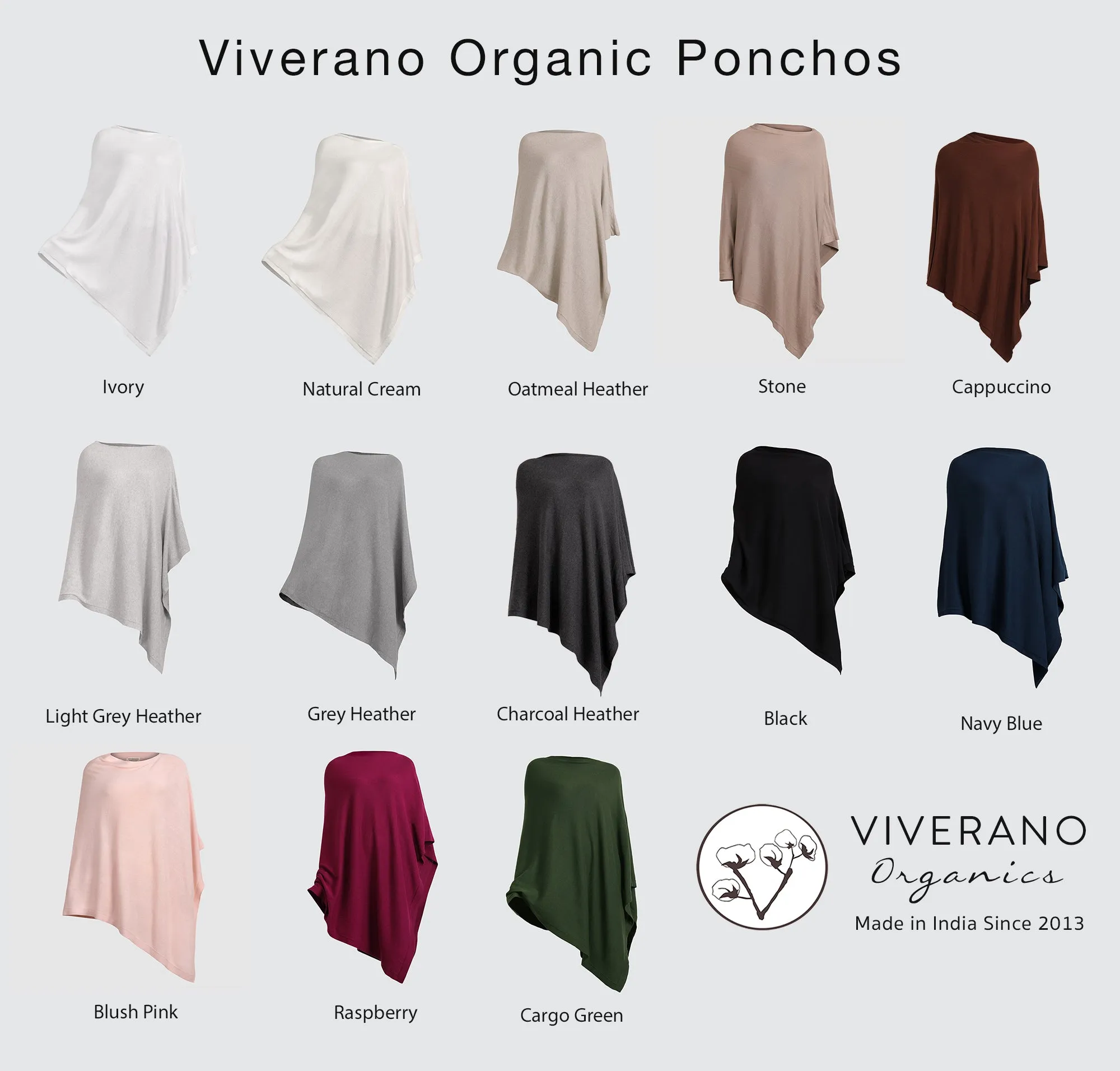 Viverano Classic Women's Knit Poncho Wrap (Organic Cotton) - 13 Colors