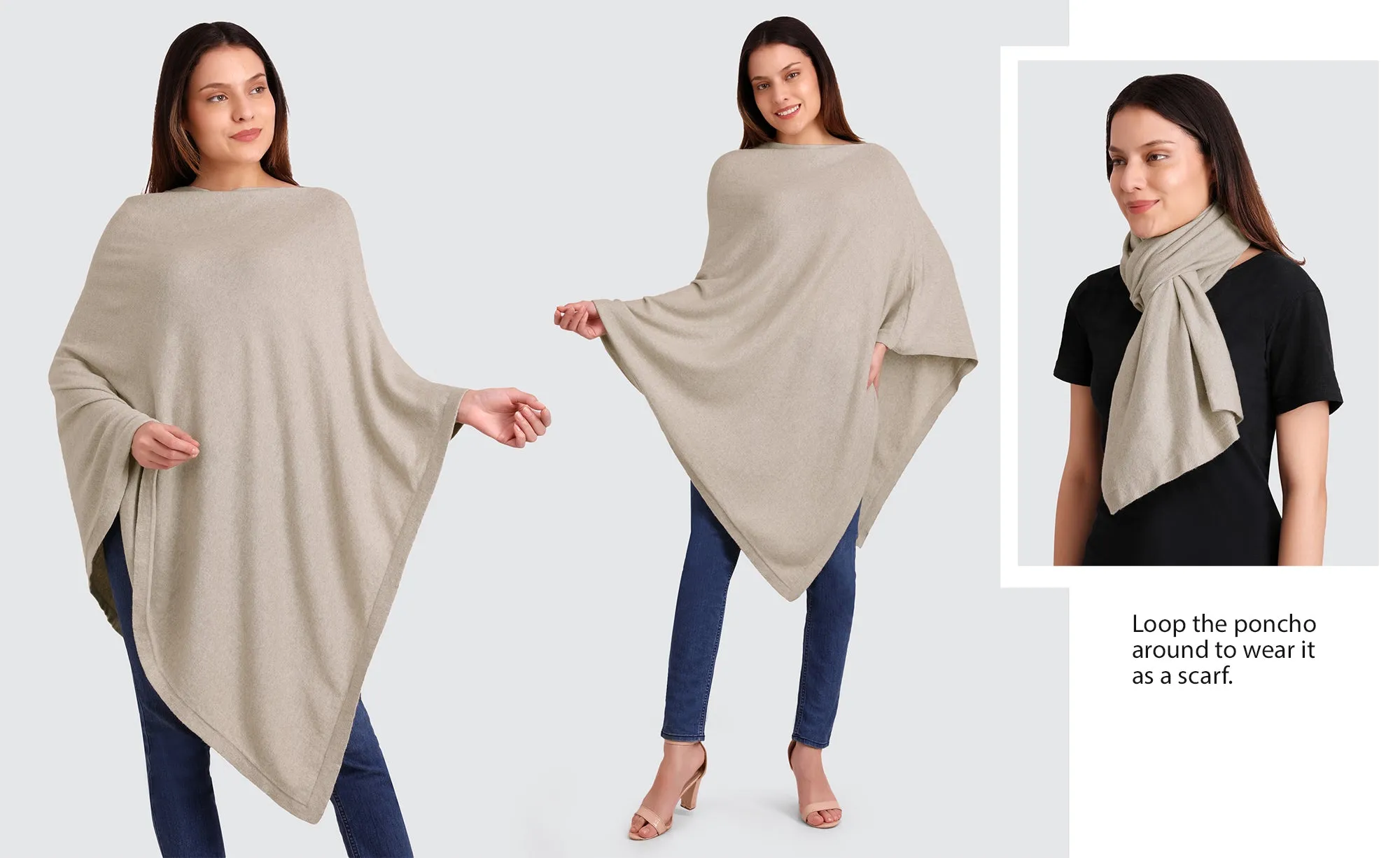 Viverano Classic Women's Knit Poncho Wrap (Organic Cotton) - 13 Colors