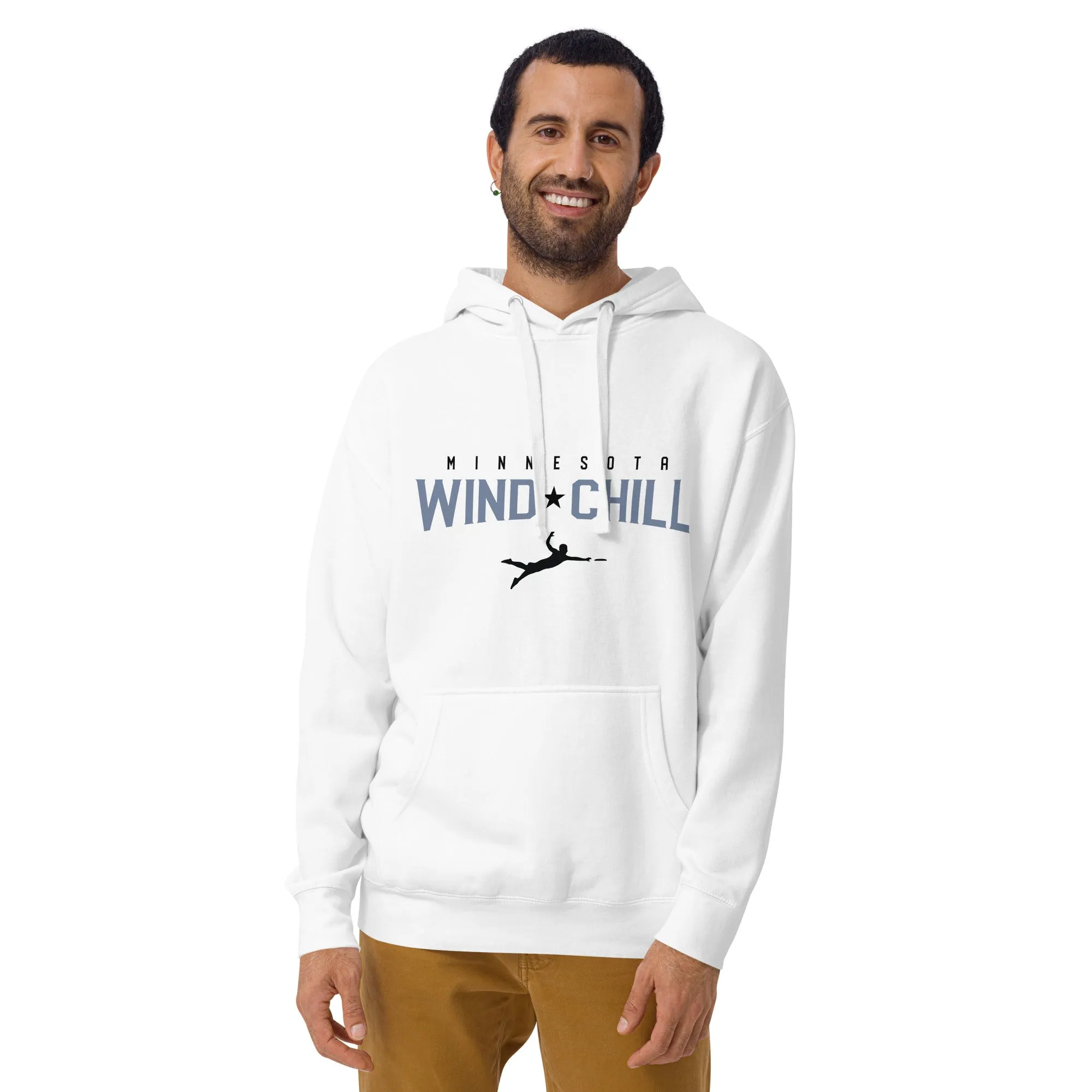 Wind Chill White Wordmark Layout Hooded Sweatshirt